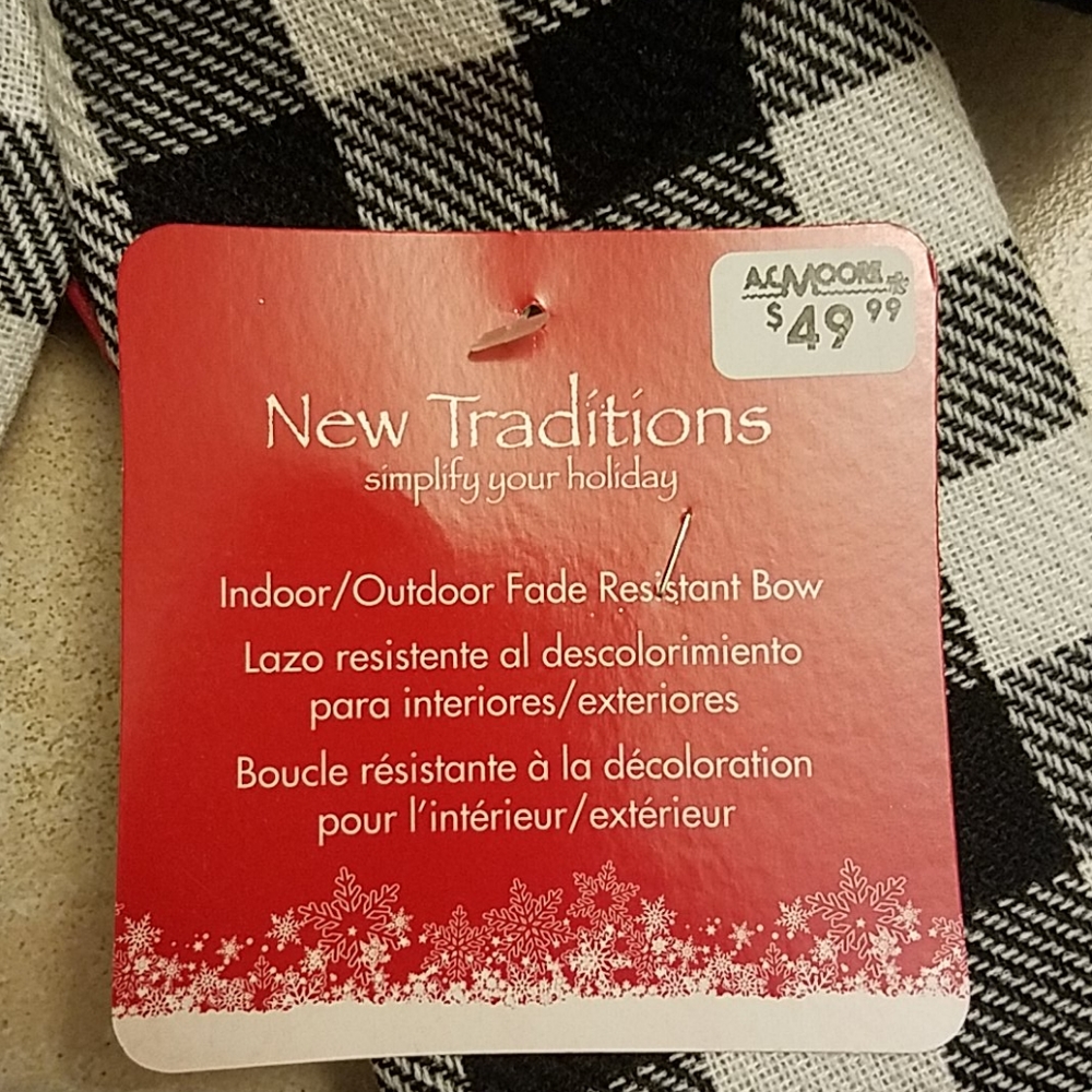 New Traditions black and white plaid oversized bow - Picture 2 of 7